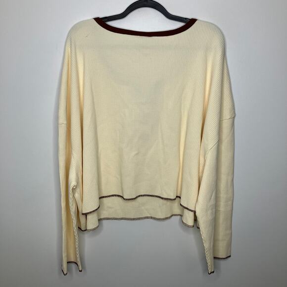 NWT LUCY & YAK Roberta Waffle Long Sleeve Ecru Brown 4XL Plus Size - Picture 3 of 6